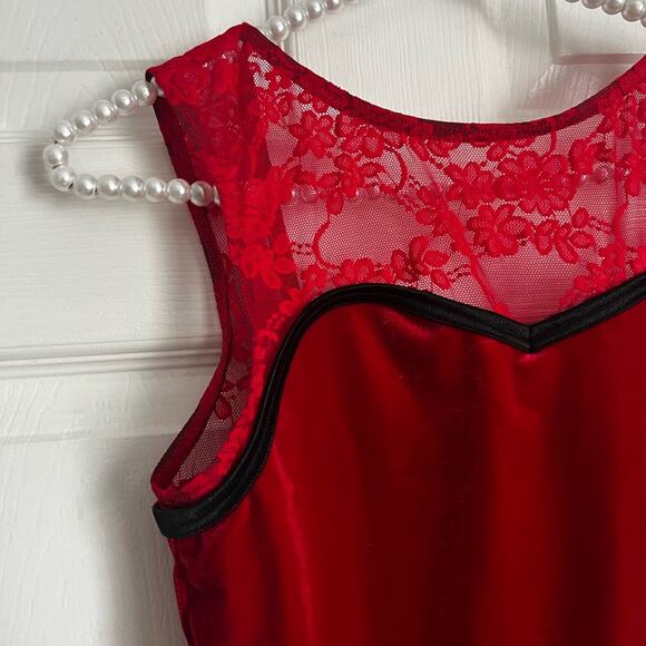 Weissman Dance Leotard Burgundy Red Velvet Black size MA 8/10 medium adult - Picture 2 of 5